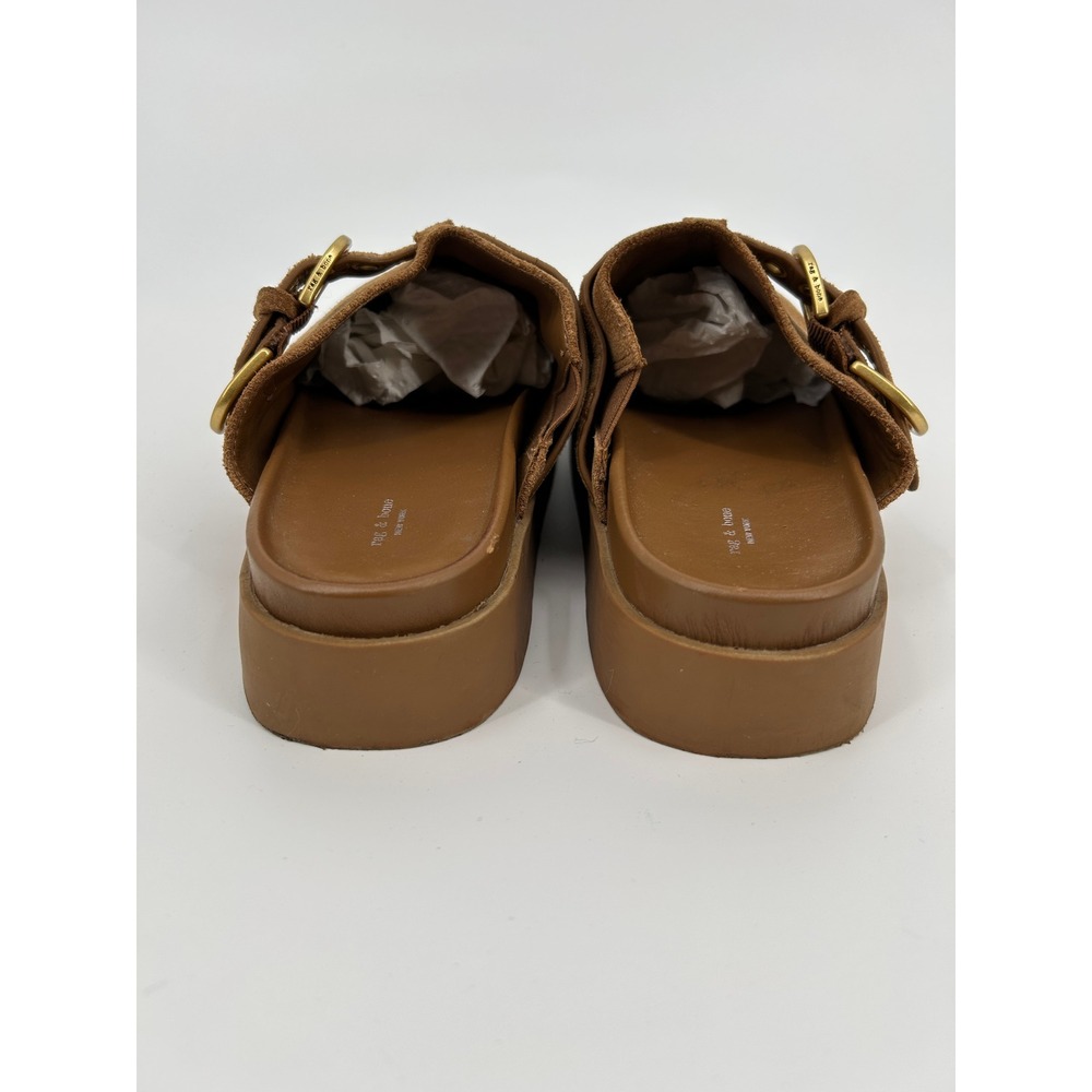Rag & Bone Ansley Suede Platform Clogs Brown Buckle Mules Lug Sole Womens SZ 8 - Picture 7 of 16